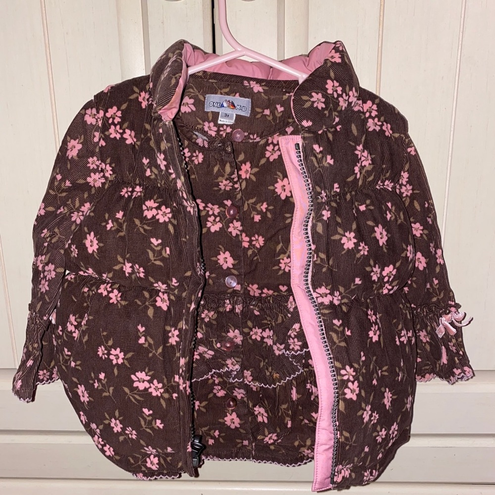 Brown & Pink Flower Vest and shirt